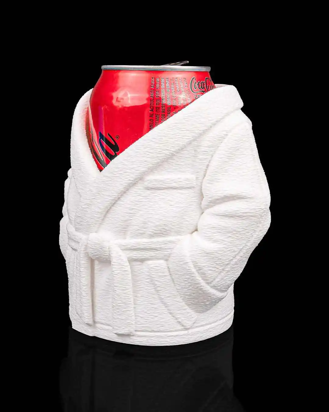 White bathrobe can holder close angle view