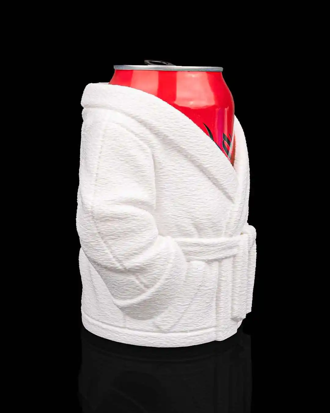White bathrobe can holder angle view