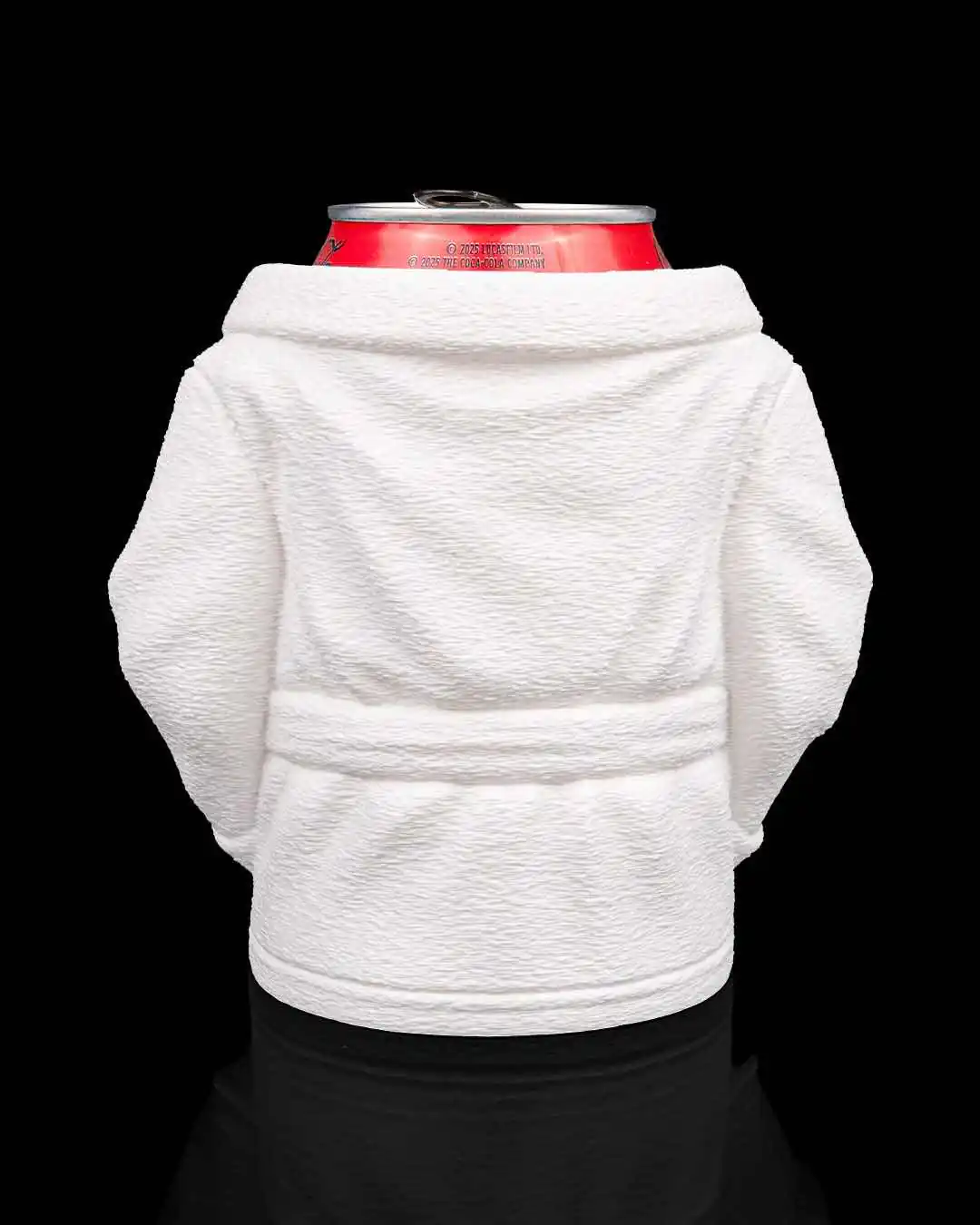White bathrobe can holder back view