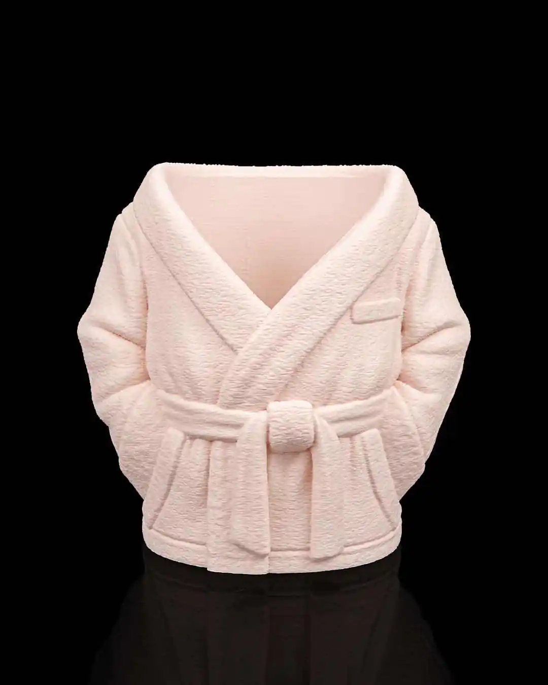 White bathrobe can holder side view