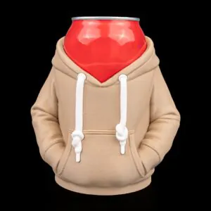 Tan hoodie can holder front view