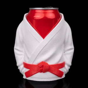 White and red kimono can holder angle view