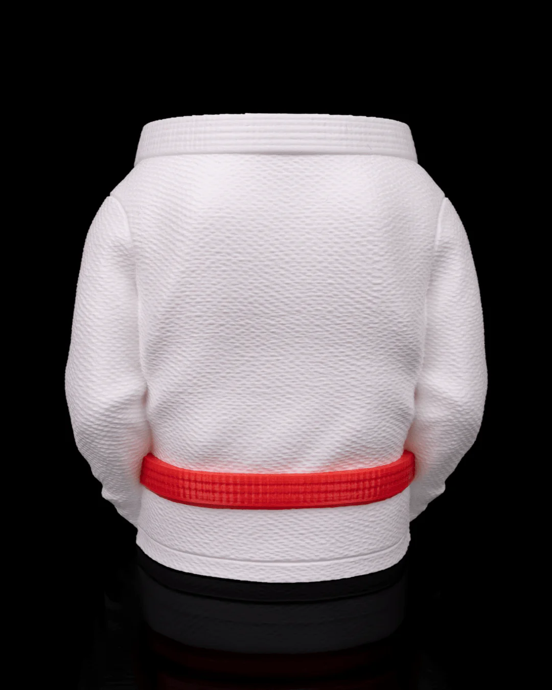 White and red kimono can holder back view