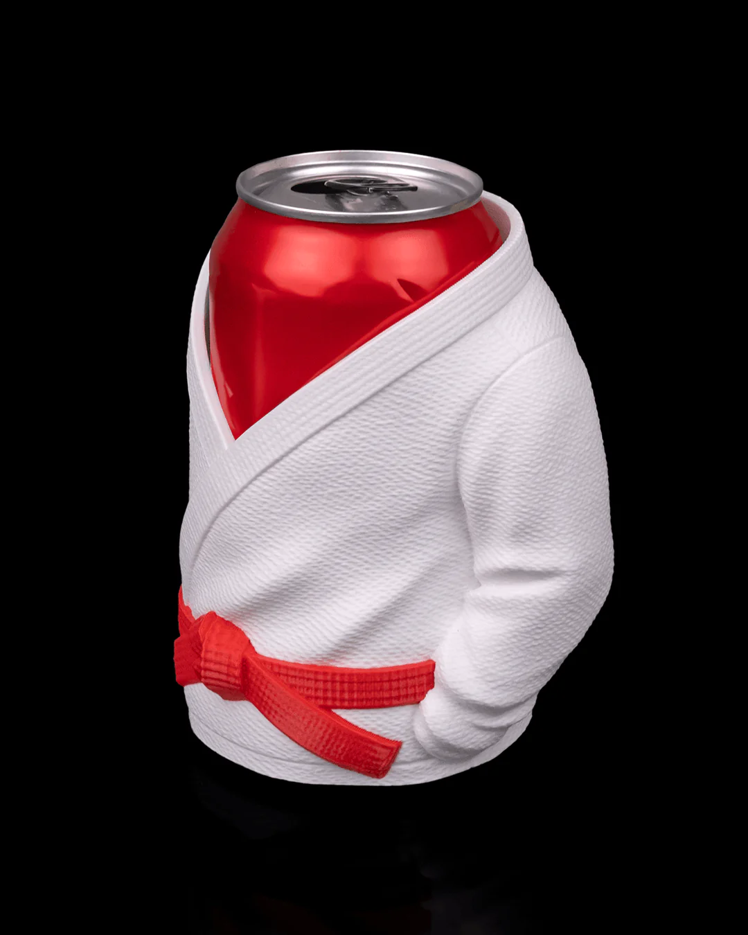 White and red kimono can holder front view