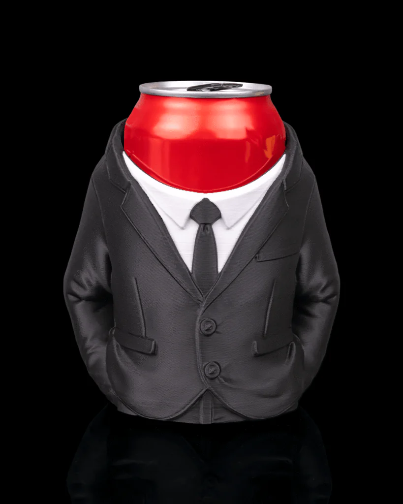 Suit can holder front view with can